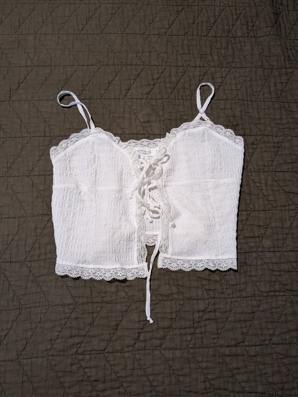 White Lace Cami Tie Front